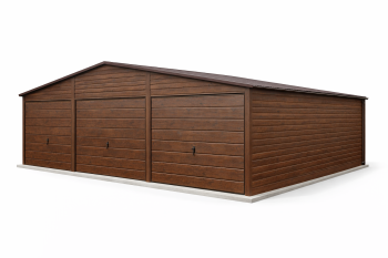 GARAŻ BLASZANY 9m x 6m drewnopodobny | orzech. BL04