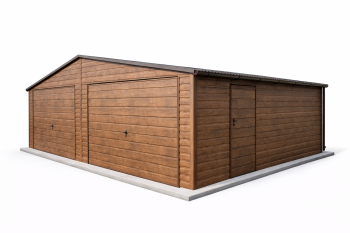 GARAŻ BLASZANY 7m x 5m z drzwiami wejściowymi | drewnopodobny BL24